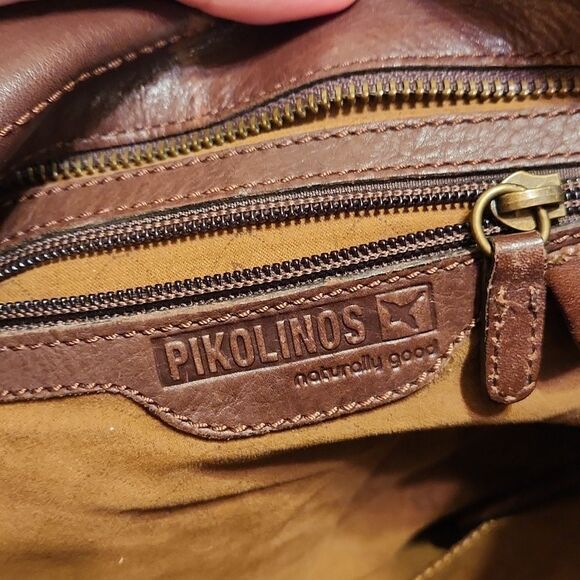 Pikolinos Brown/Garnet Tricolored Leather Cuero Hobo Handbag - Picture 12 of 16